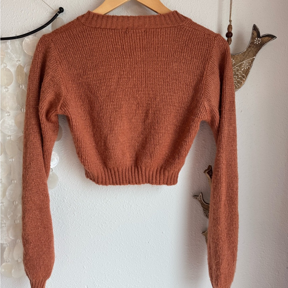 Nasty Gal Burnt Orange Cropped Sweater Size Small - Picture 2 of 6